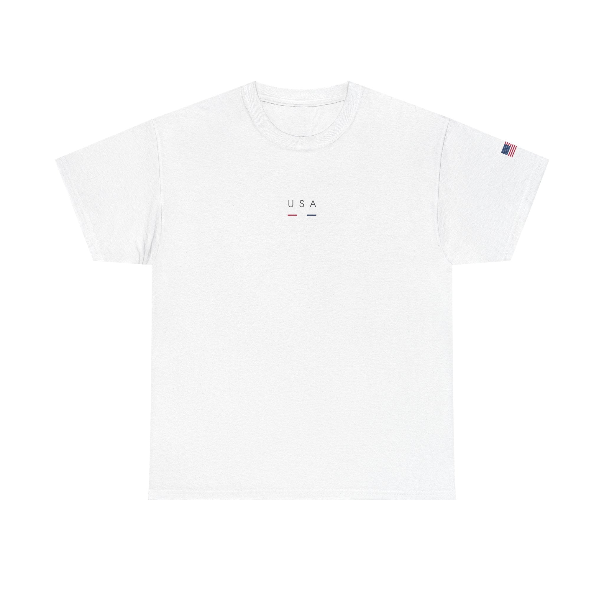 USA Minimalist Graphic Tee — Small Center Logo Cotton T-Shirt