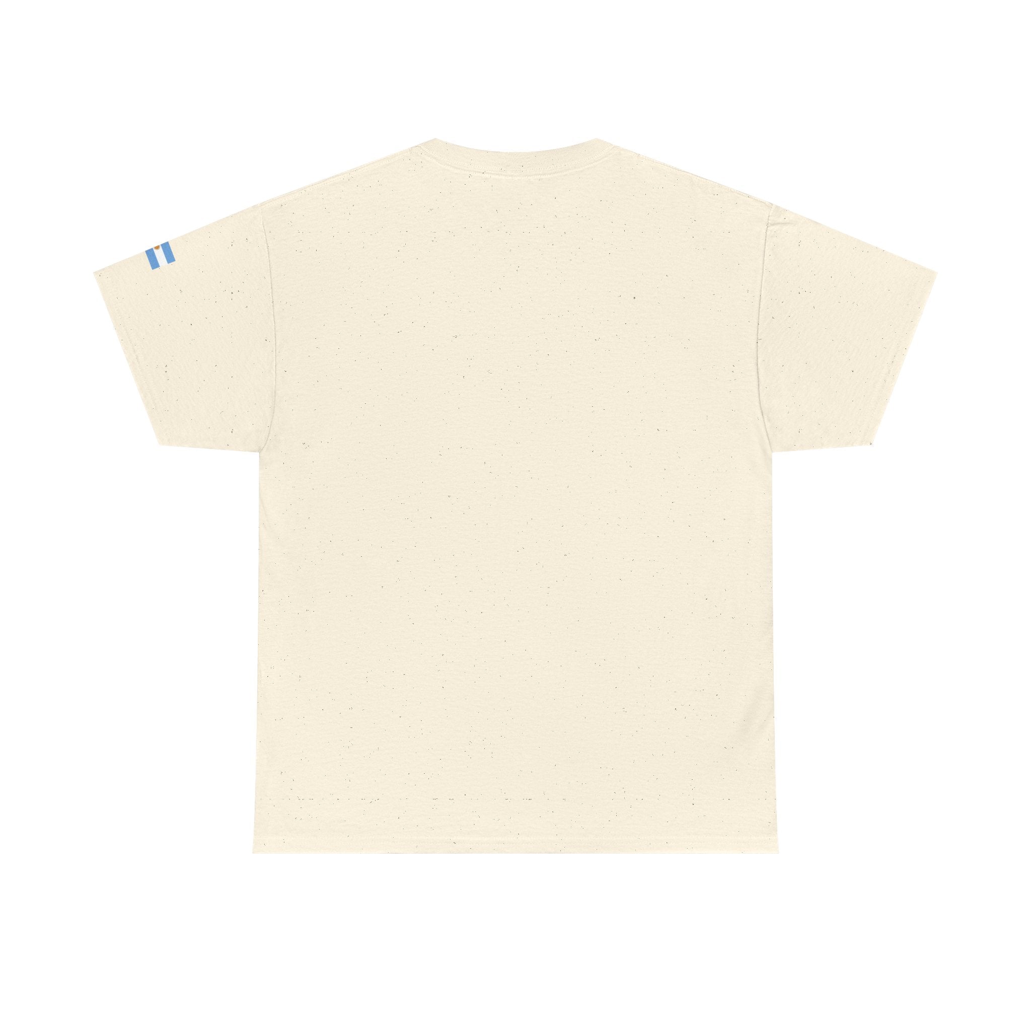 Argentina Minimalist Tee — Small Center Logo & Sleeve Flag
