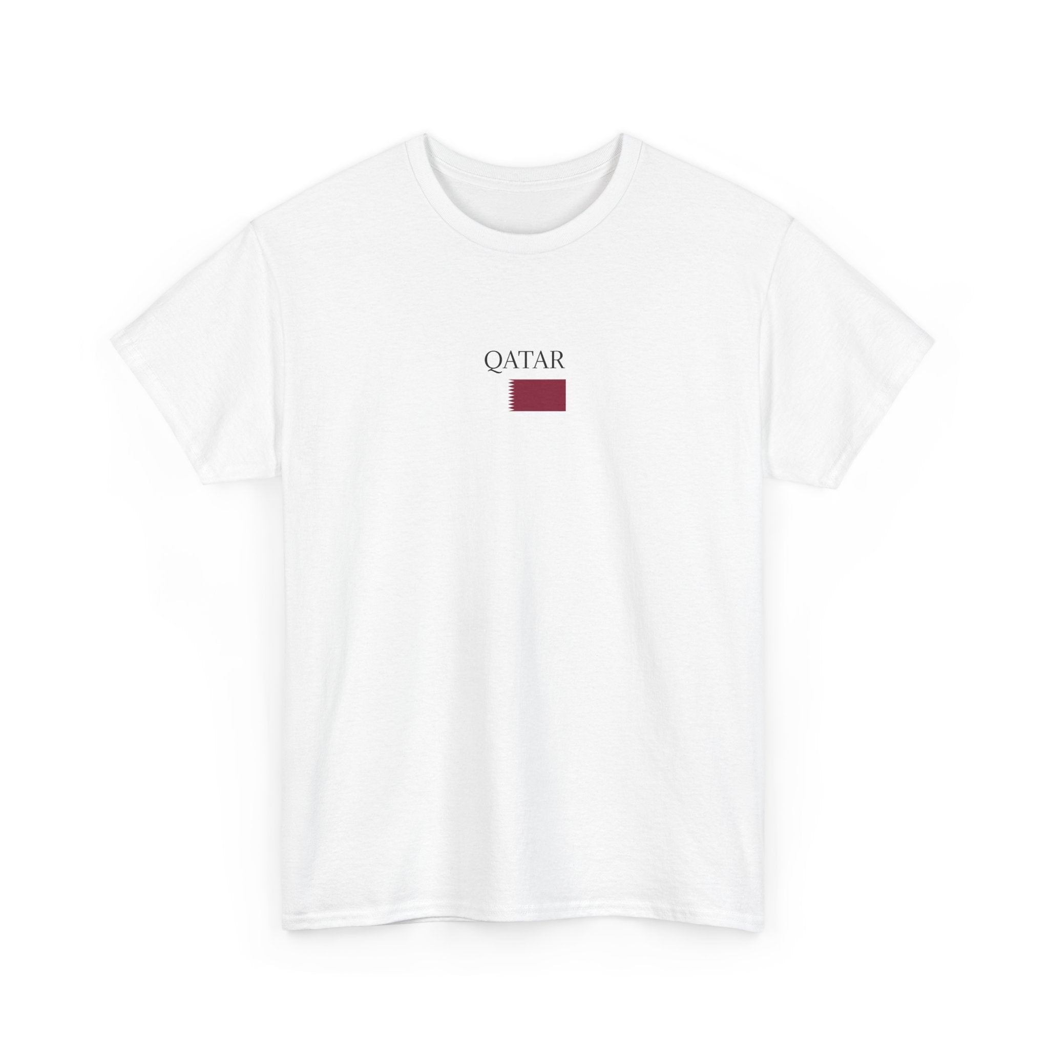 Qatar Flag Minimalist T-Shirt — Small Chest Logo Tee