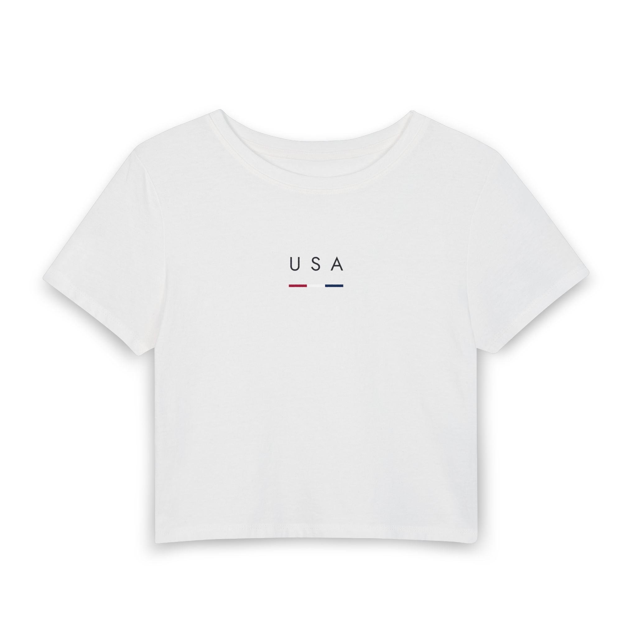 USA Minimalist Crop Tee — Women's Patriotic T-Shirt