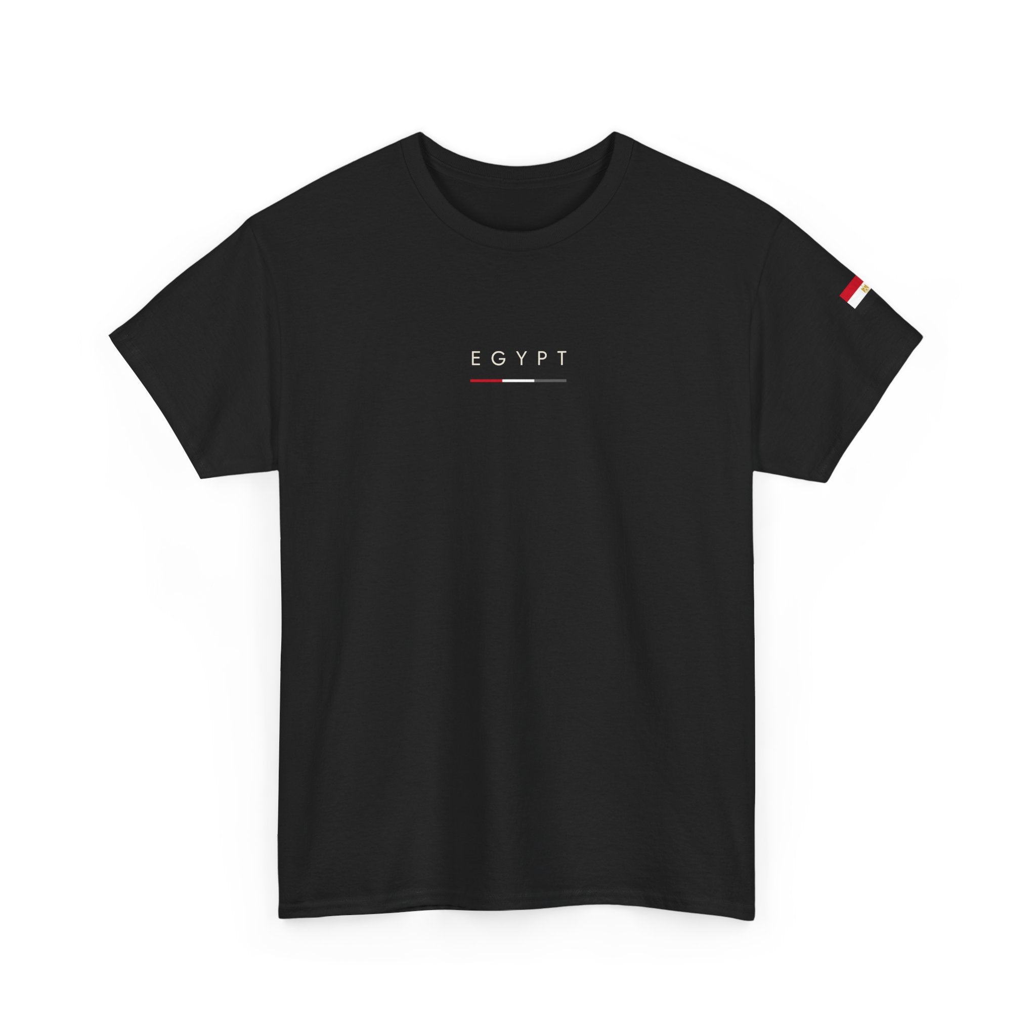 Egypt Minimalist Tee — White Casual Cotton T‑Shirt with Subtle Flag Accent