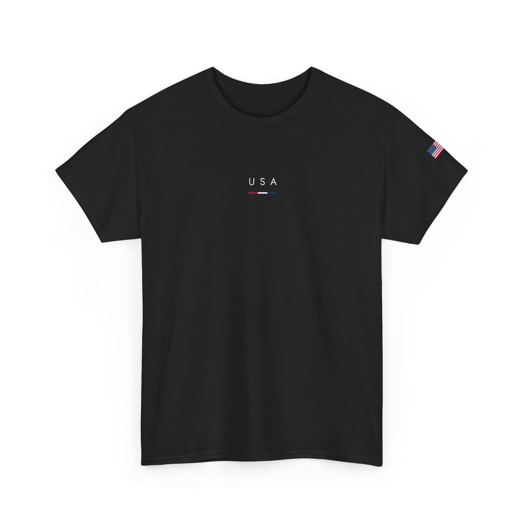USA Minimalist Graphic Tee — Small Center Logo Cotton T-Shirt
