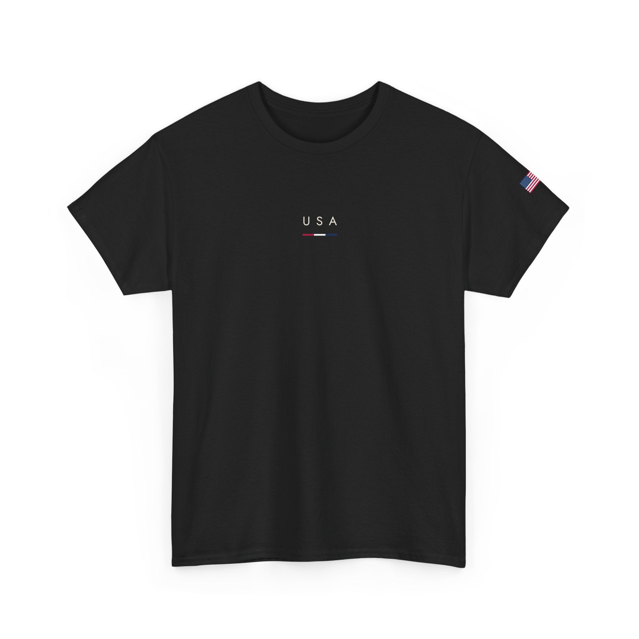 USA Minimalist Graphic Tee — Small Center Logo Cotton T-Shirt