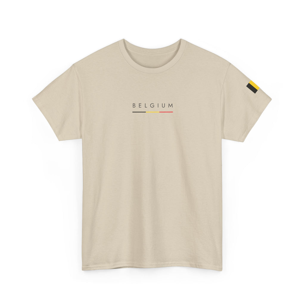 Belgium Minimalist Tee — Small Text Flag Accent