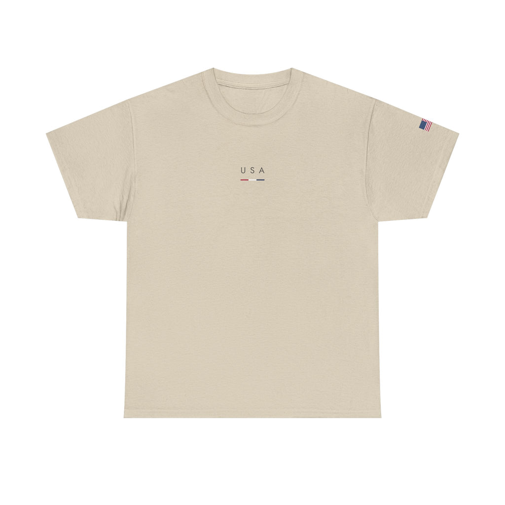 USA Minimalist Graphic Tee — Small Center Logo Cotton T-Shirt