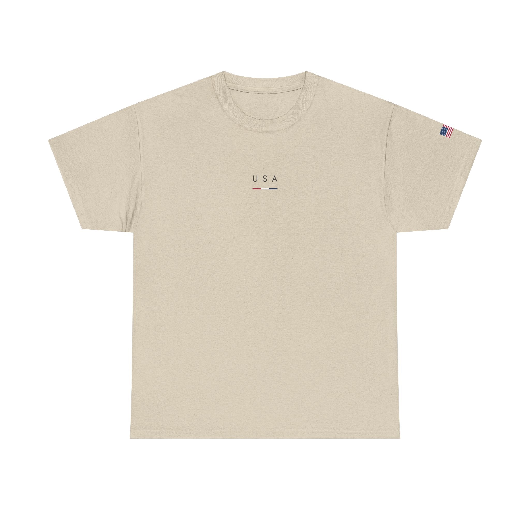 USA Minimalist Graphic Tee — Small Center Logo Cotton T-Shirt