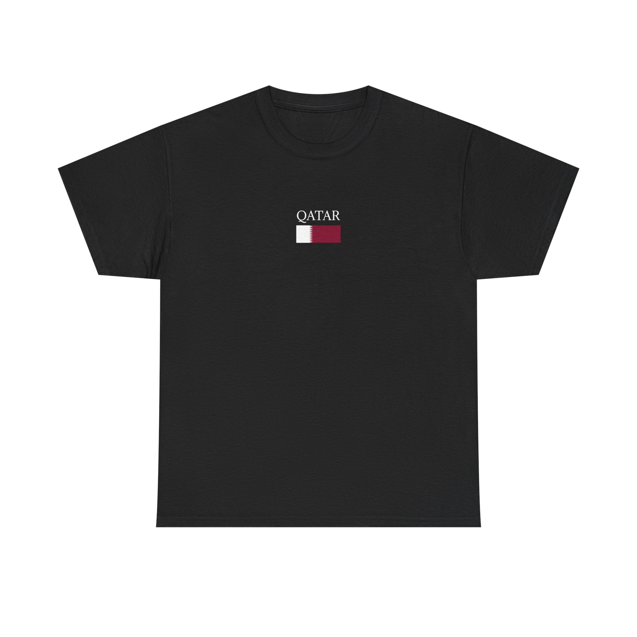 Qatar Flag Minimalist T-Shirt — Small Chest Logo Tee