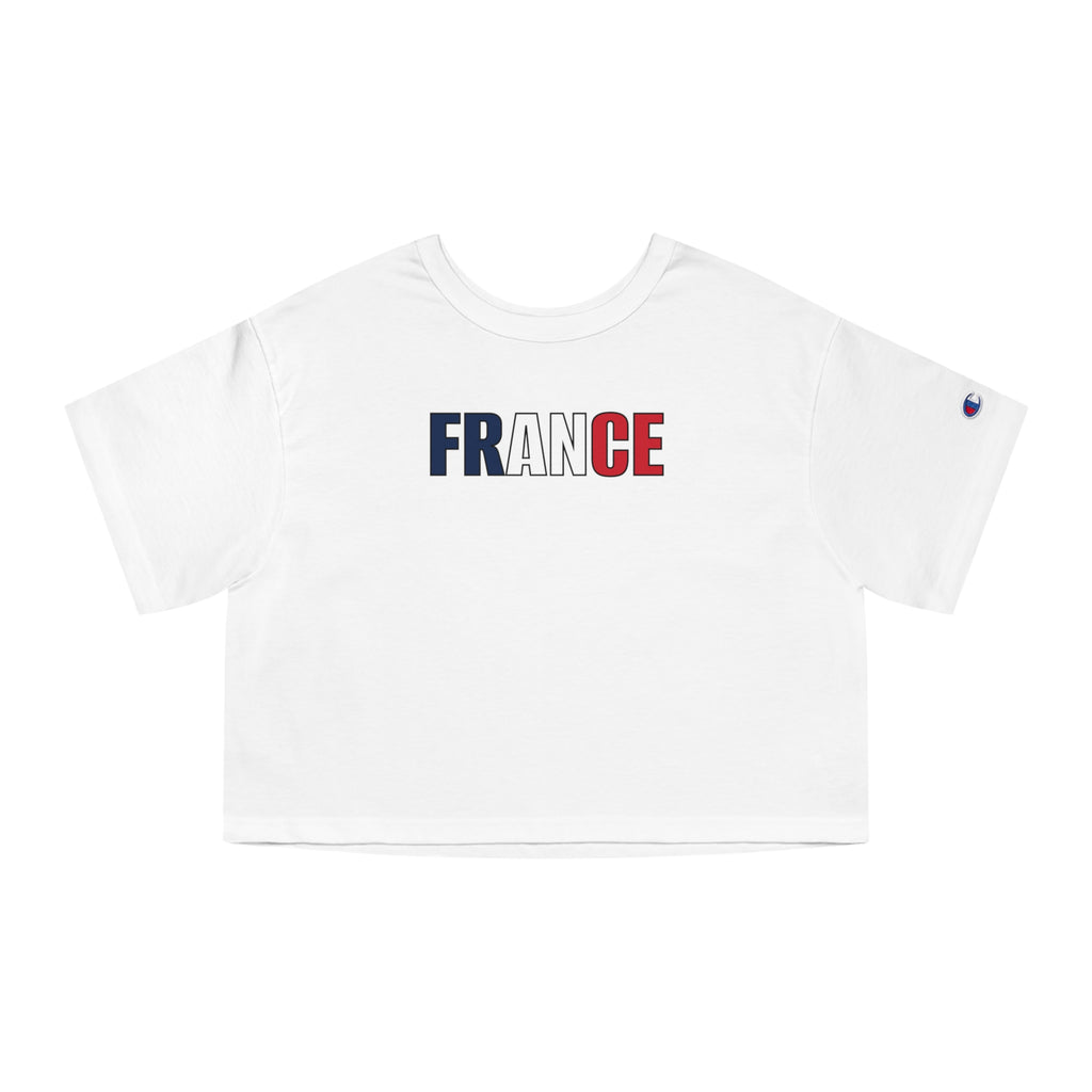 France Tricolor Cropped Tee — Women's Patriotic Champion Shirt