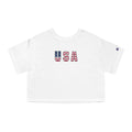 USA Flag Cropped Tee - Women's Patriotic Champion Style