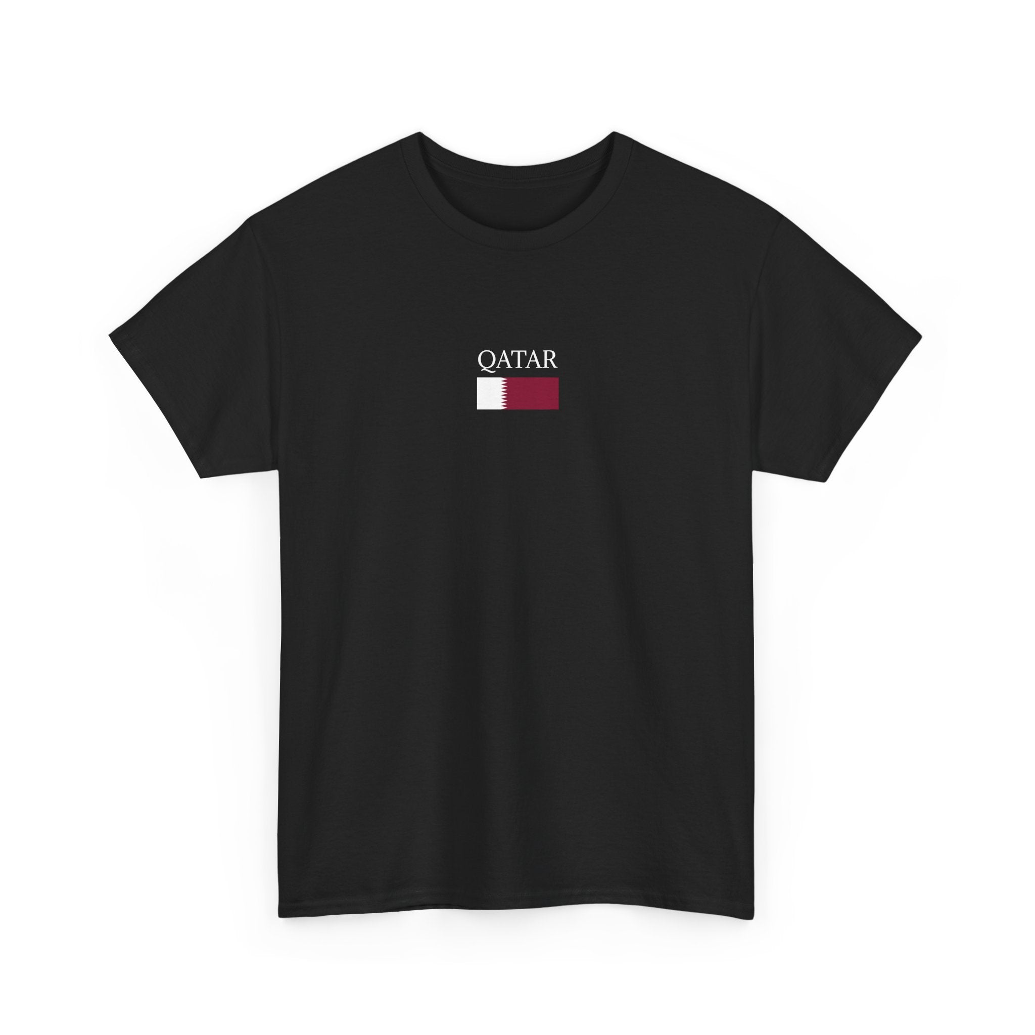 Qatar Flag Minimalist T-Shirt — Small Chest Logo Tee