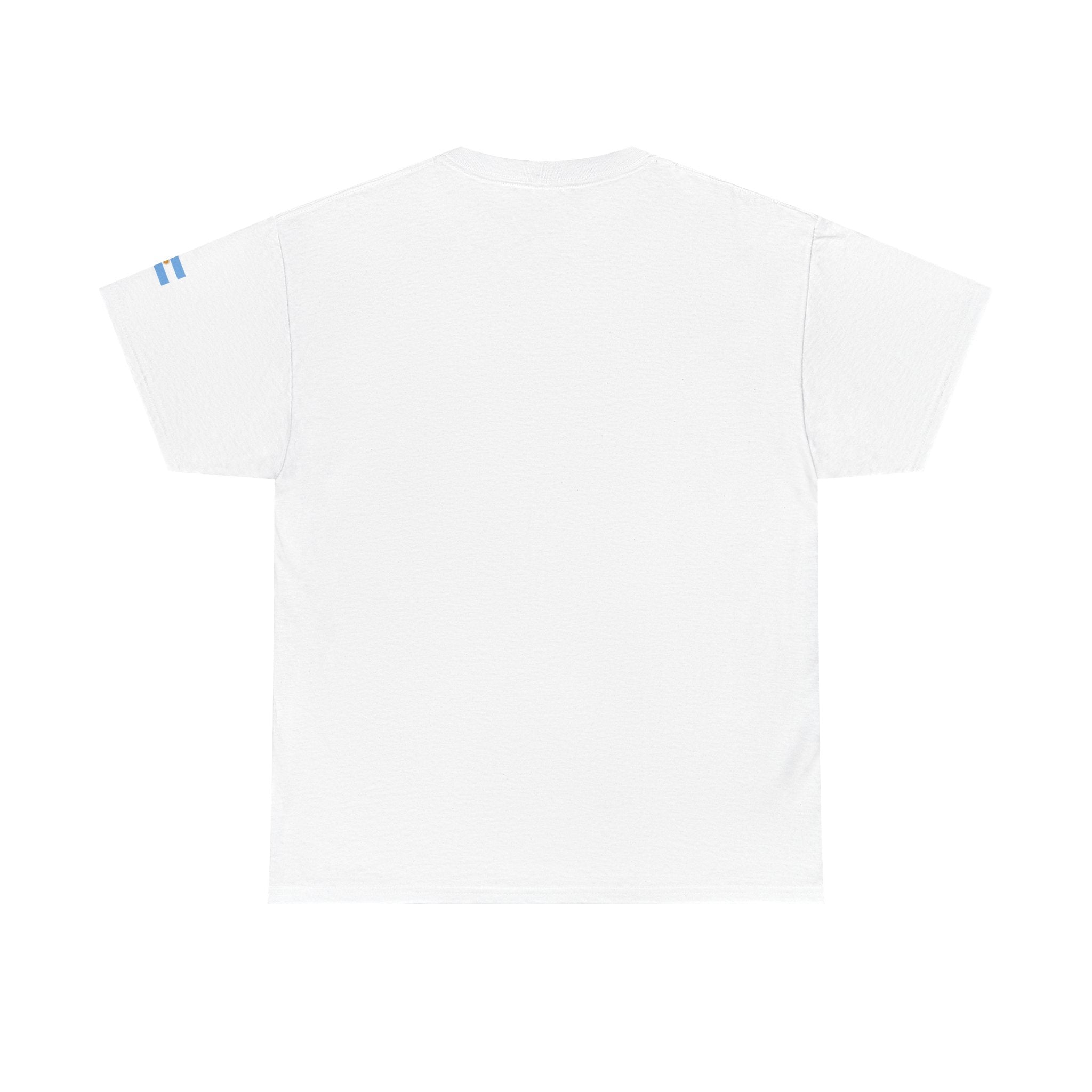 Argentina Minimalist Tee — Small Center Logo & Sleeve Flag