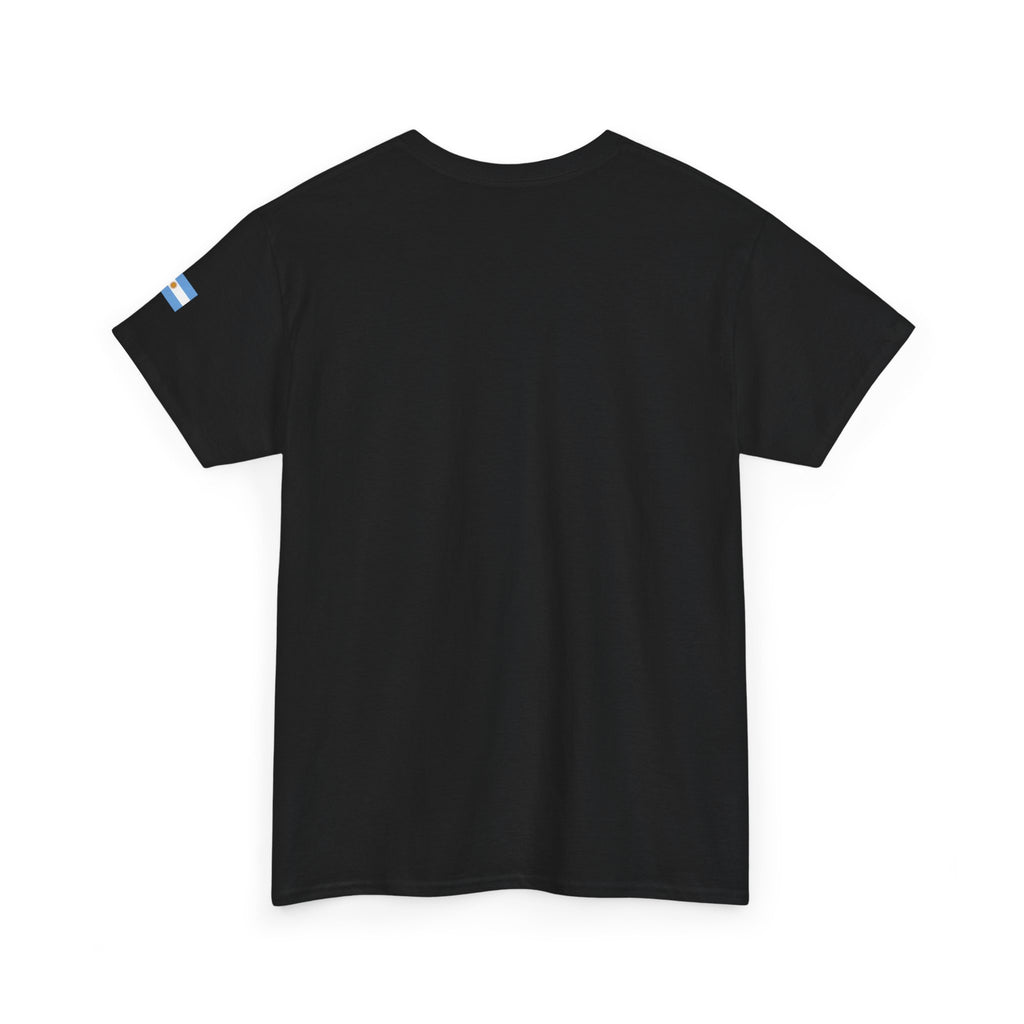 Argentina Minimalist Tee — Small Center Logo & Sleeve Flag