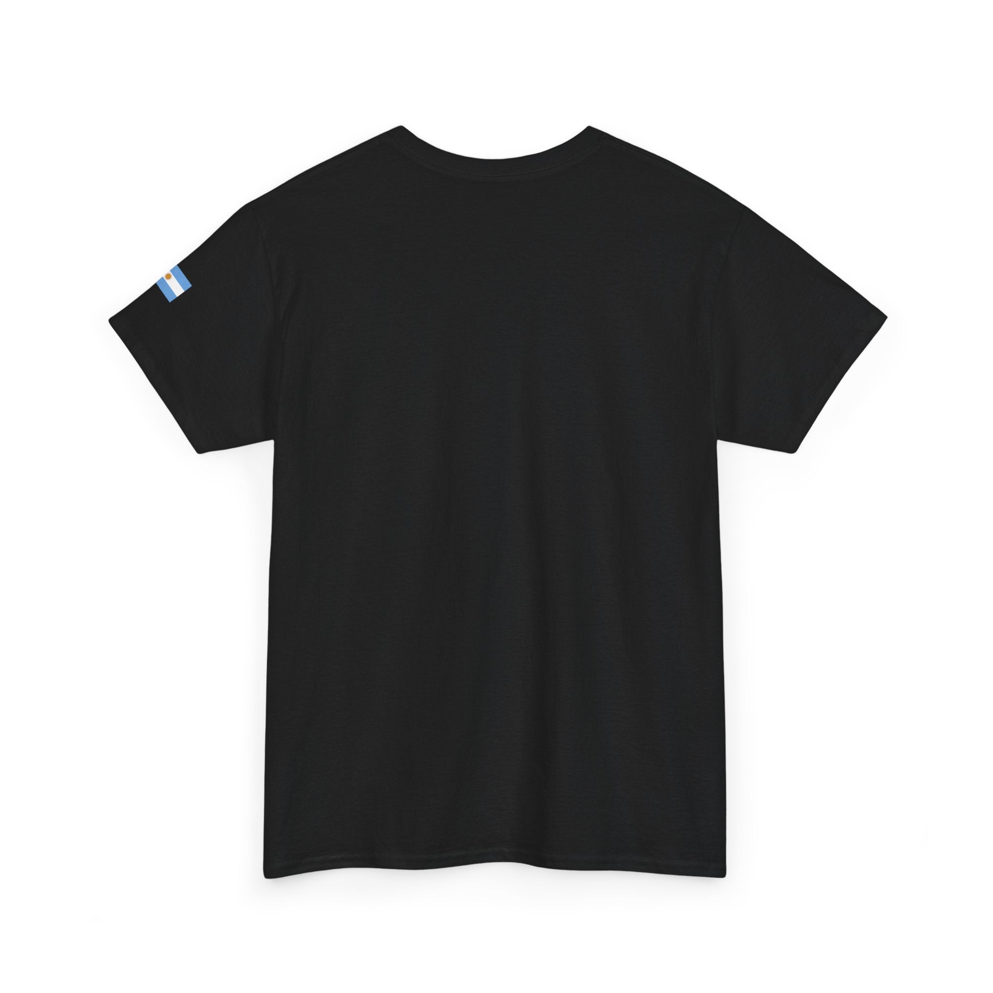 Argentina Minimalist Tee — Small Center Logo & Sleeve Flag