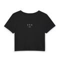 USA Minimalist Crop Tee — Women's Patriotic T-Shirt
