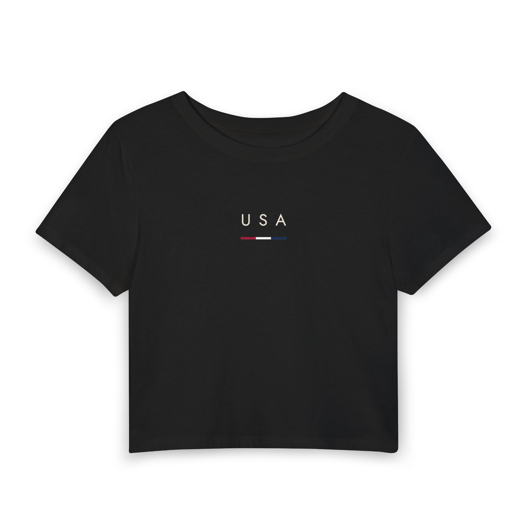 USA Minimalist Crop Tee — Women's Patriotic T-Shirt