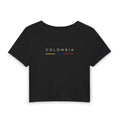 Colombia Minimalist Crop Tee — Colombia Text with Flag Stripes