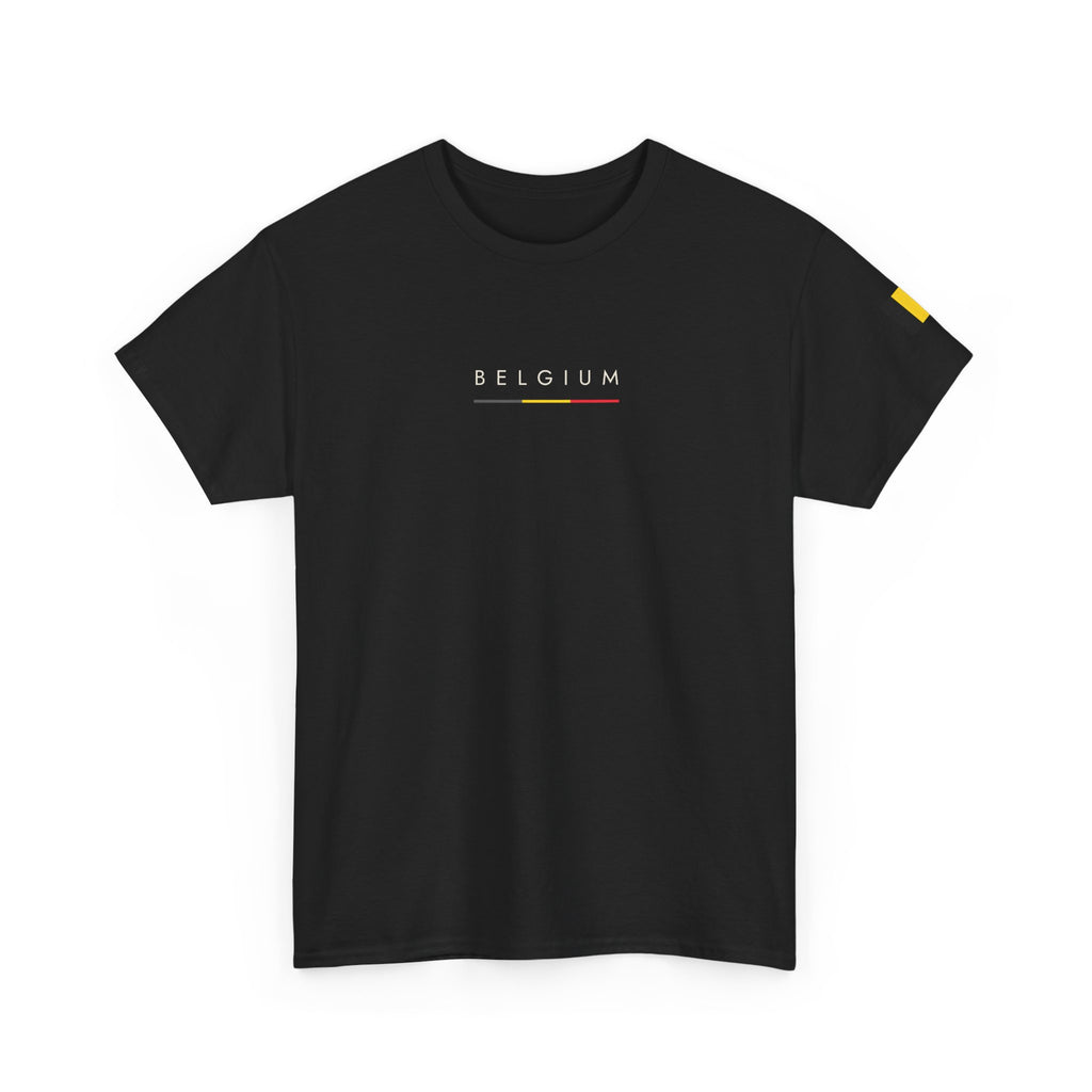 Belgium Minimalist Tee — Small Text Flag Accent