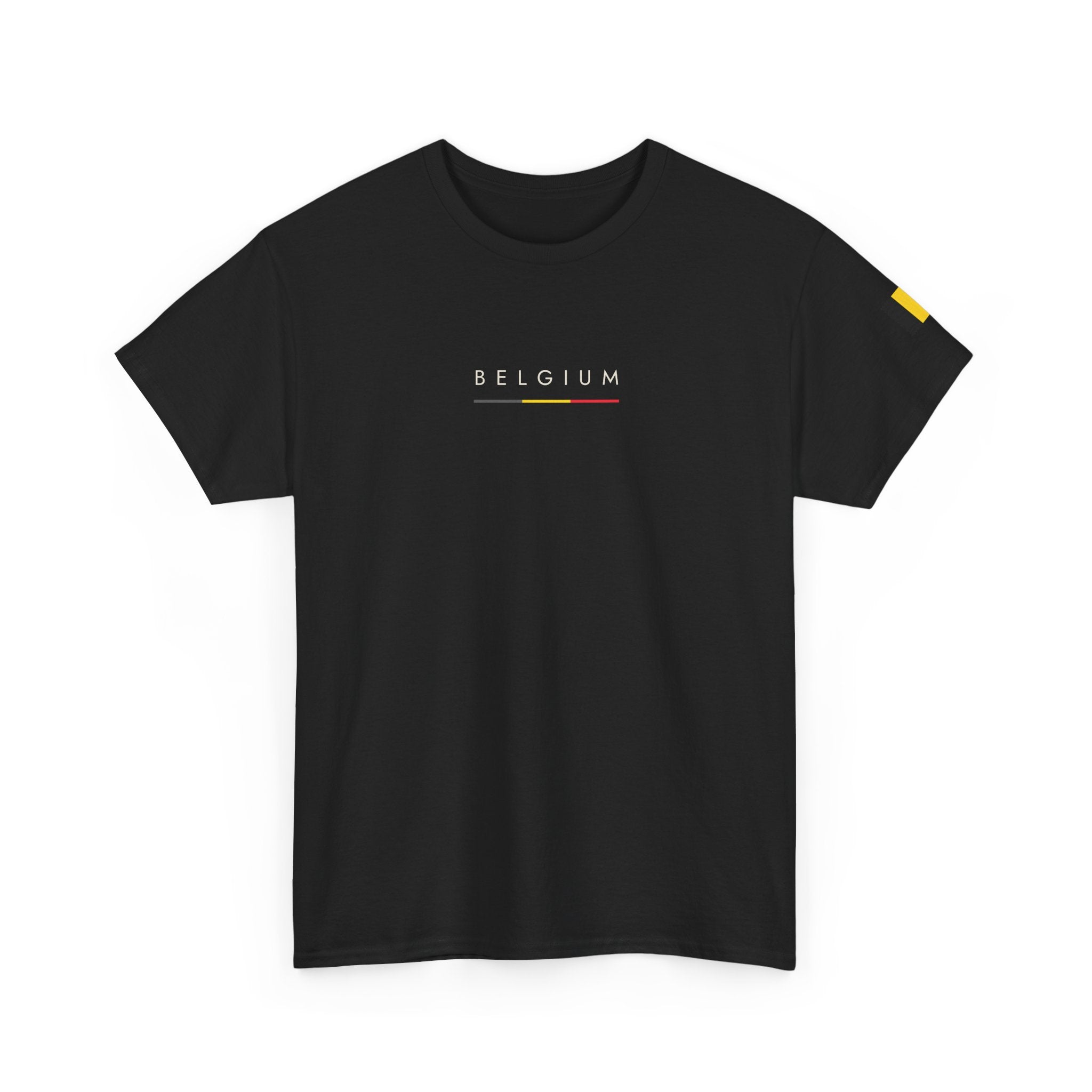 Belgium Minimalist Tee — Small Text Flag Accent
