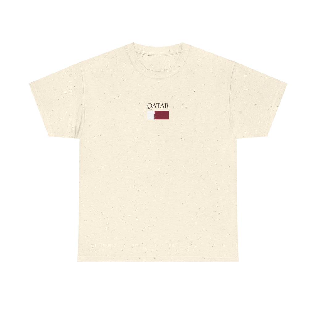 Qatar Flag Minimalist T-Shirt — Small Chest Logo Tee