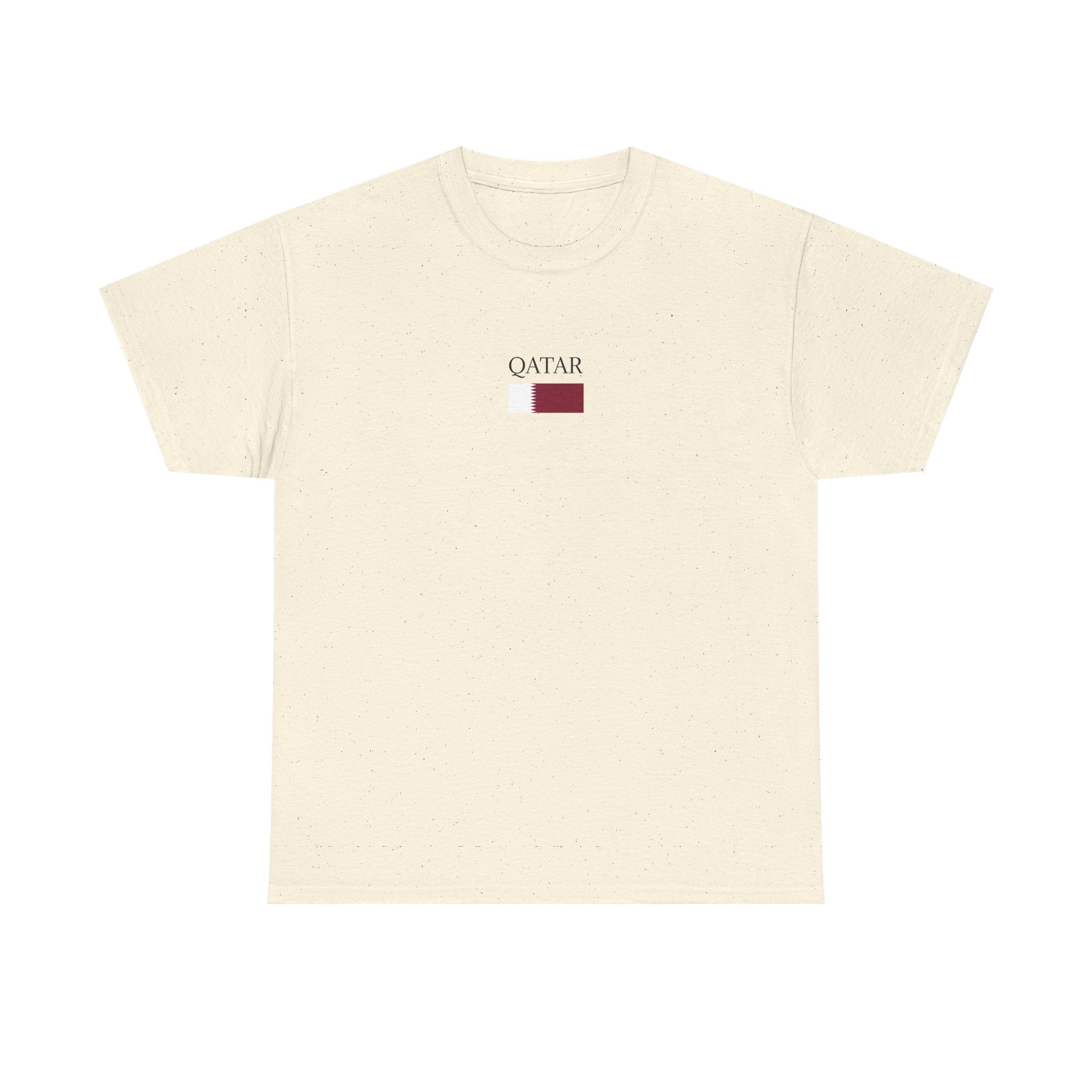 Qatar Flag Minimalist T-Shirt — Small Chest Logo Tee
