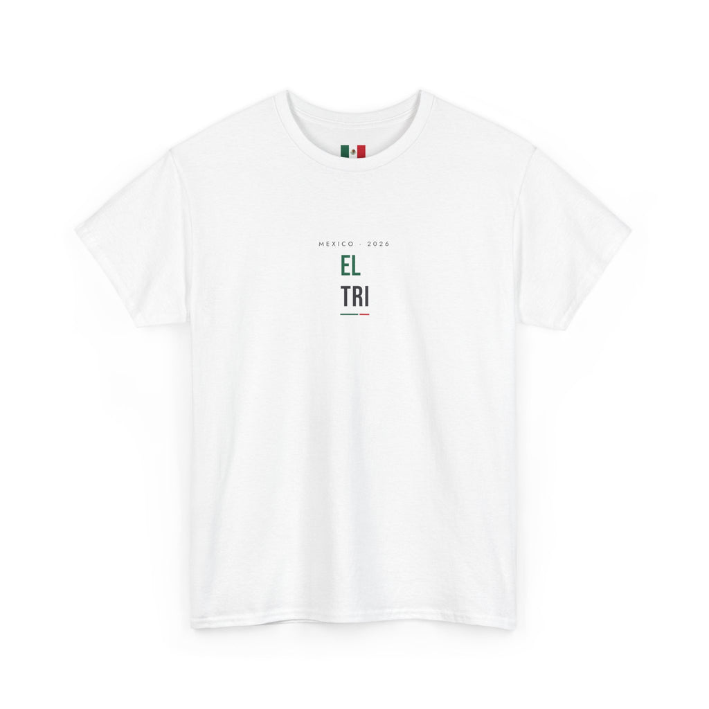El Tri Minimalist White Tee — Mexican Flag Guitar Rock Band T‑Shirt