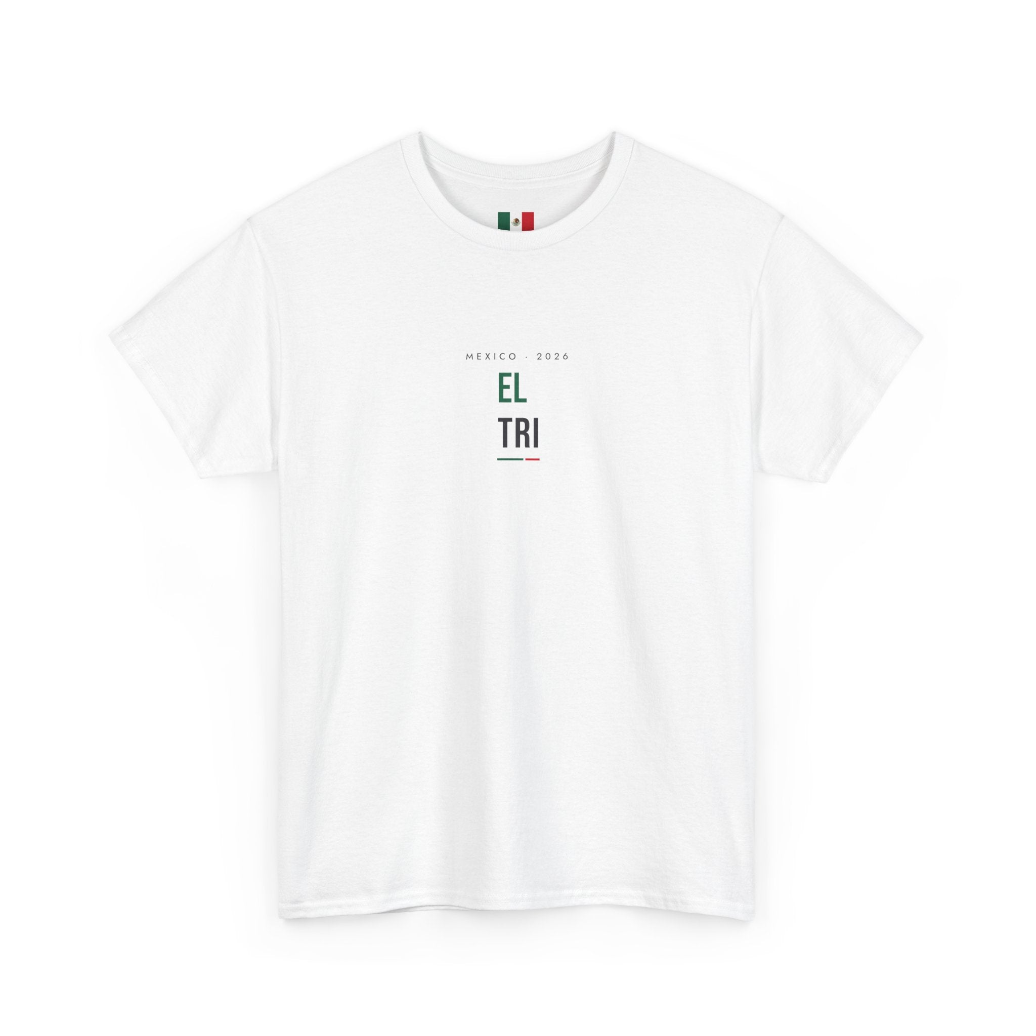 El Tri Minimalist White Tee — Mexican Flag Guitar Rock Band T‑Shirt