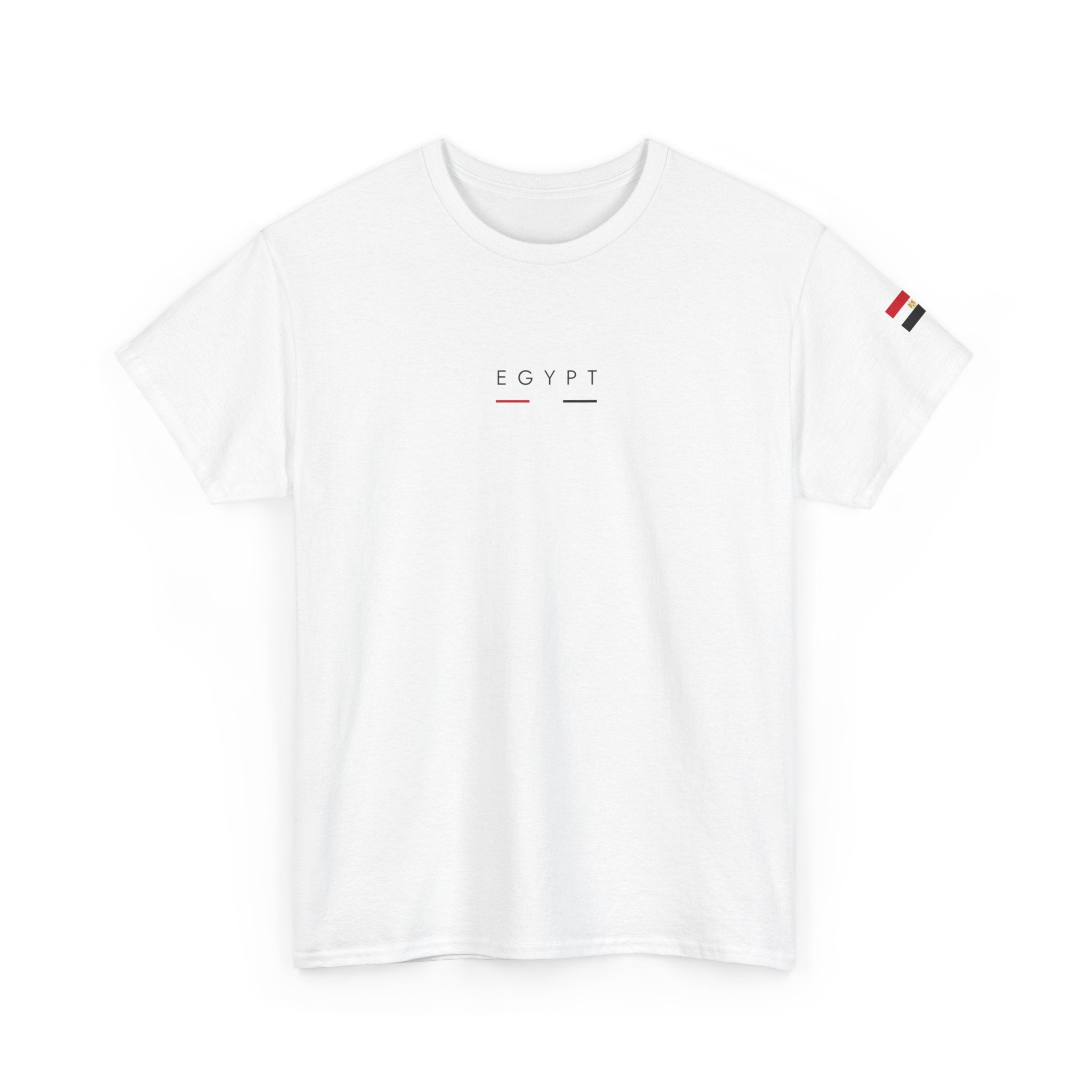 Egypt Minimalist Tee — White Casual Cotton T‑Shirt with Subtle Flag Accent