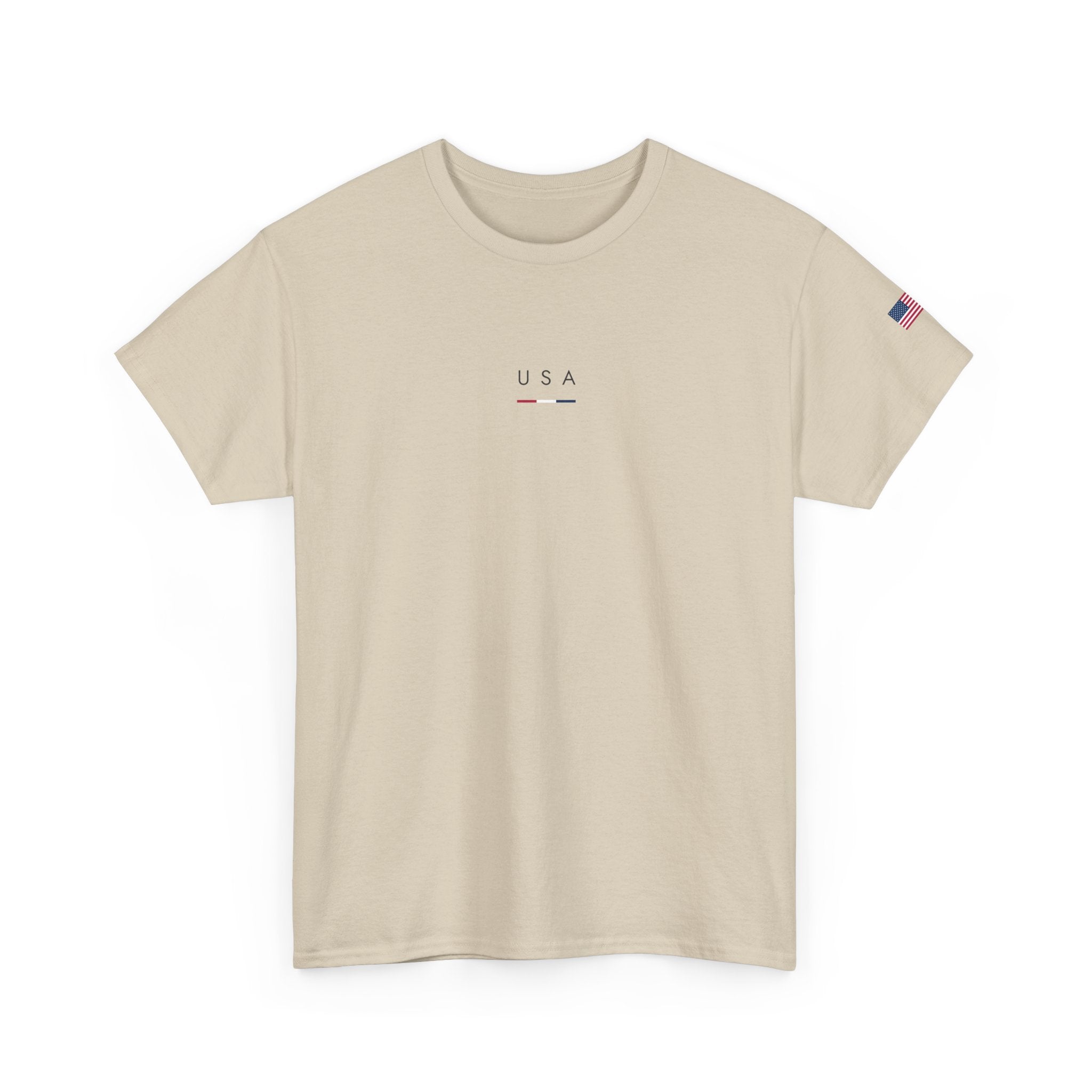 USA Minimalist Graphic Tee — Small Center Logo Cotton T-Shirt