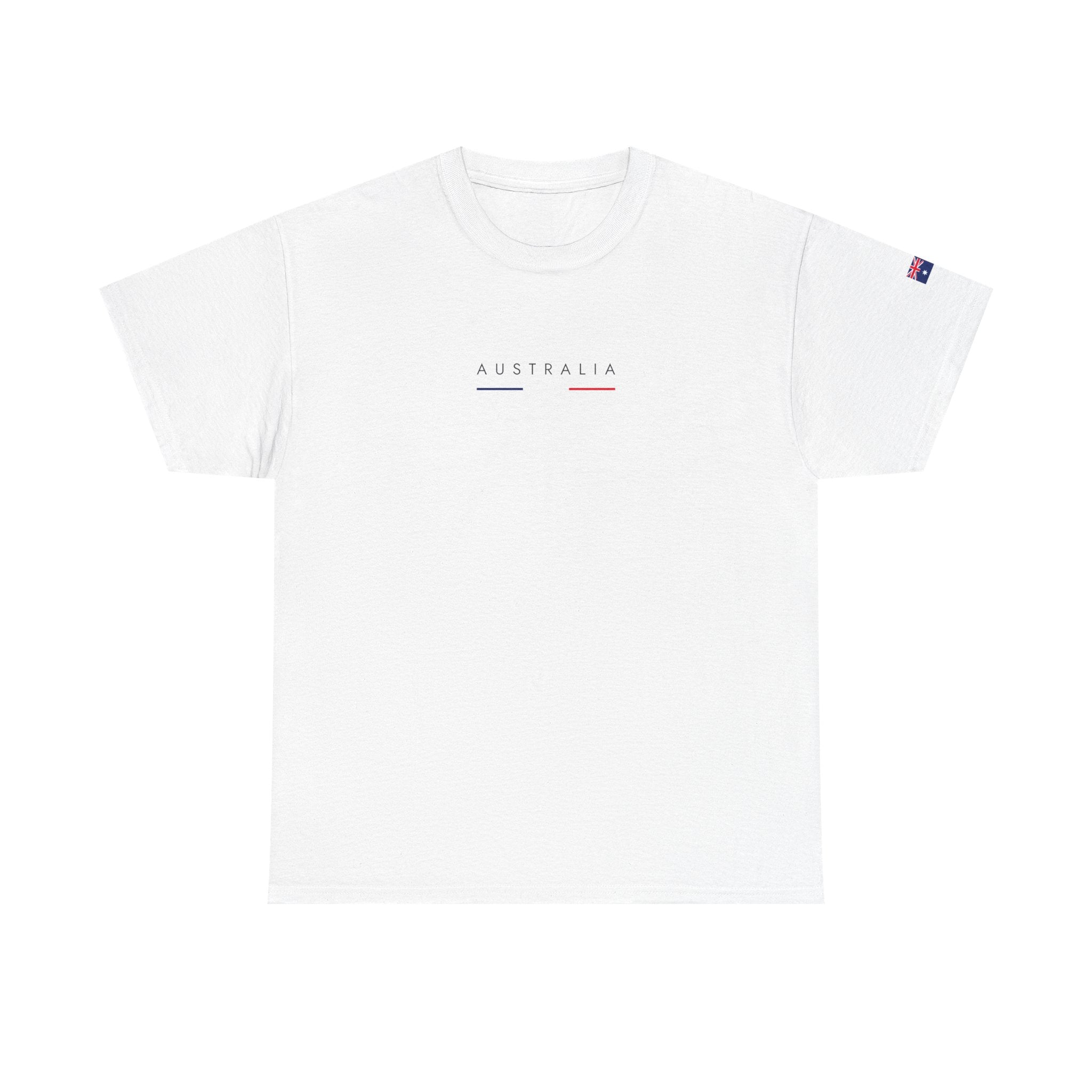 Australia Minimalist Tee — Small Center Text "AUSTRALIA"