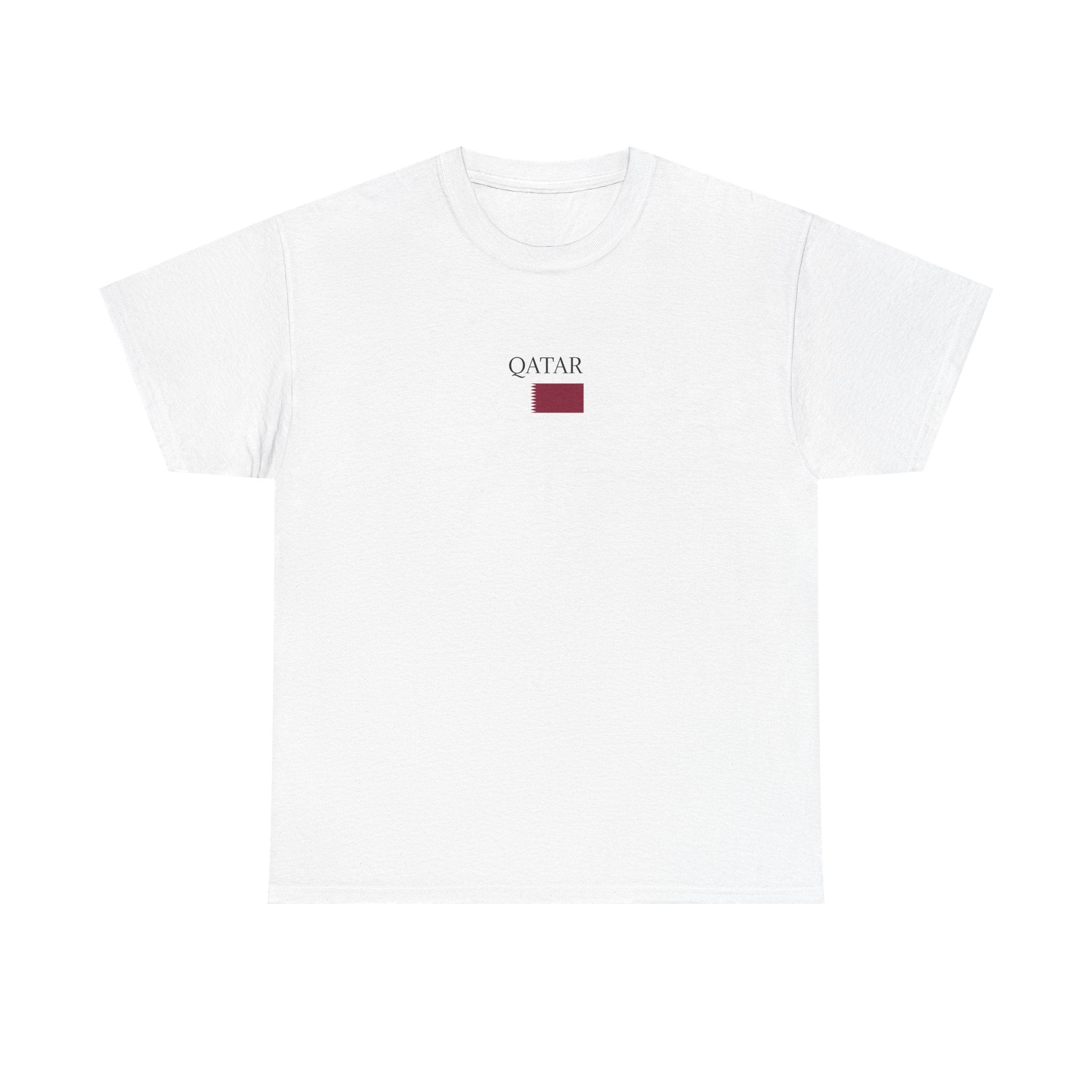 Qatar Flag Minimalist T-Shirt — Small Chest Logo Tee
