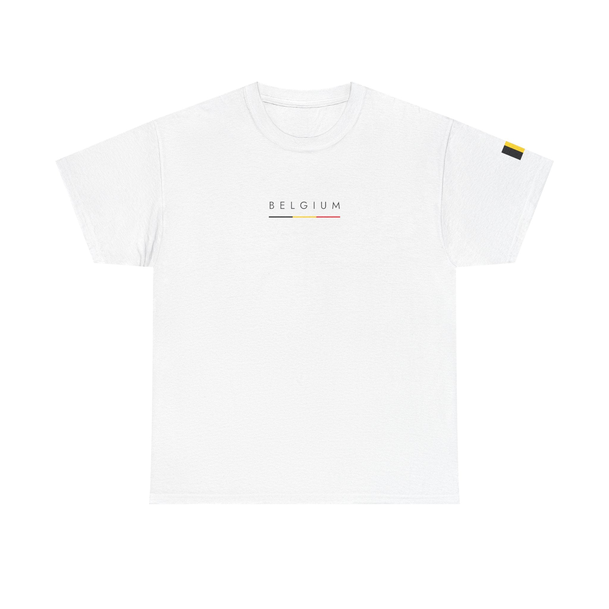 Belgium Minimalist Tee — Small Text Flag Accent