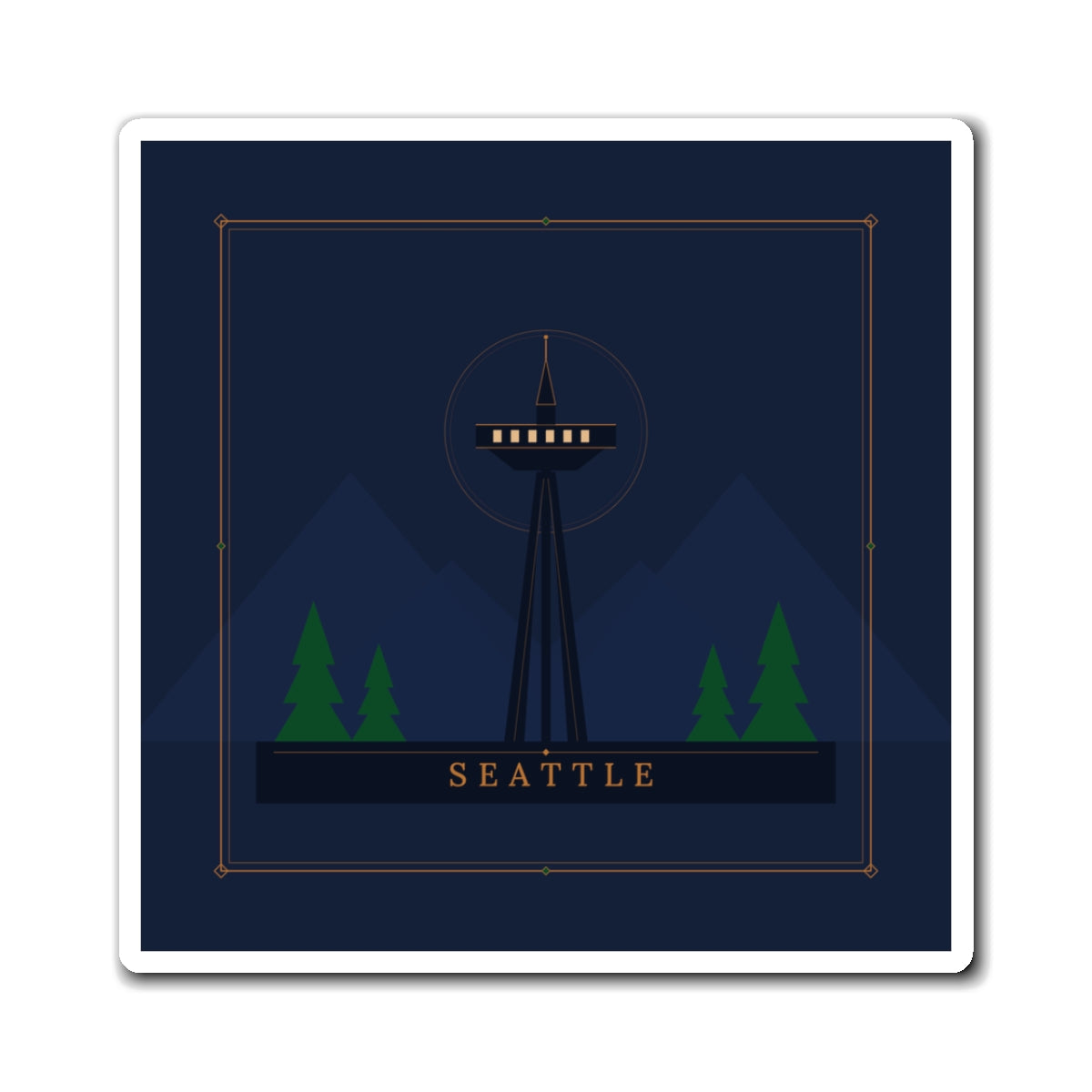 Seattle Art Deco Fridge Magnet