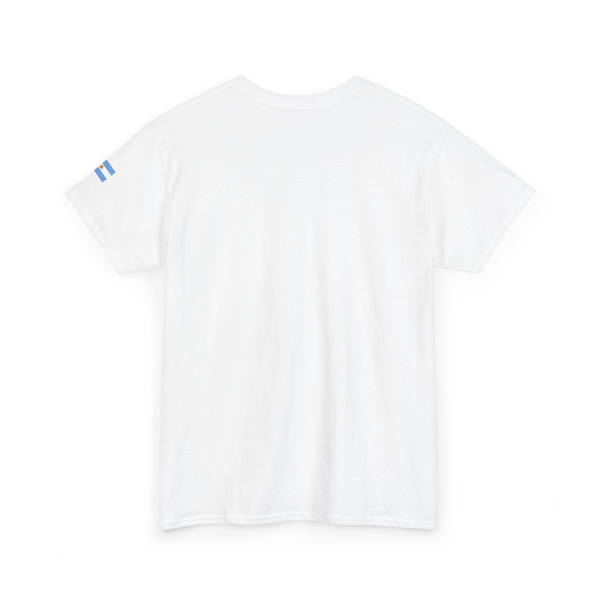 Argentina Minimalist Tee — Small Center Logo & Sleeve Flag
