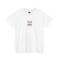 Atlas Lions Minimalist White Tee — Retro Red Text Football Fan Shirt