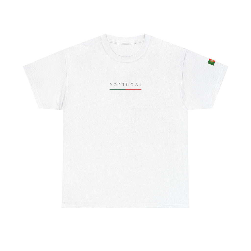 Portugal Minimalist Tee — 'PORTUGAL' Centered Text White Cotton Shirt
