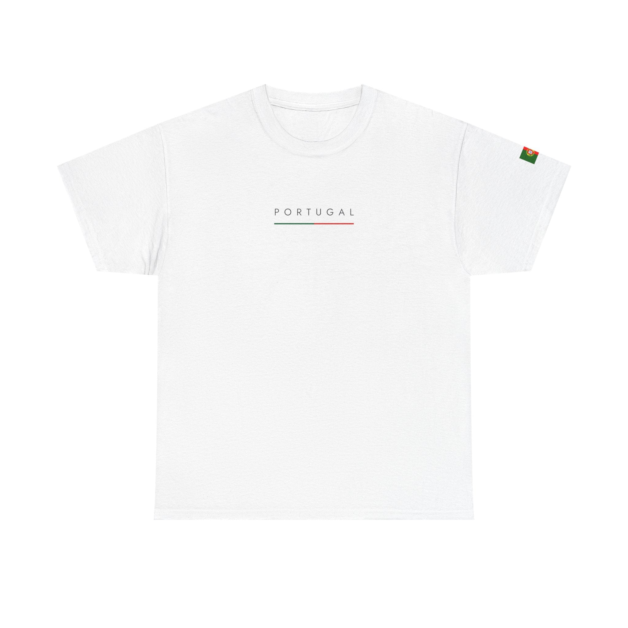 Portugal Minimalist Tee — 'PORTUGAL' Centered Text White Cotton Shirt