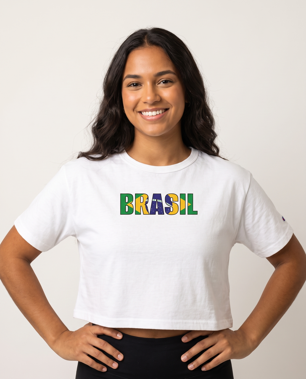 Brasil Flag Cropped Tee — Women's Champion Heritage Brazil Graphic