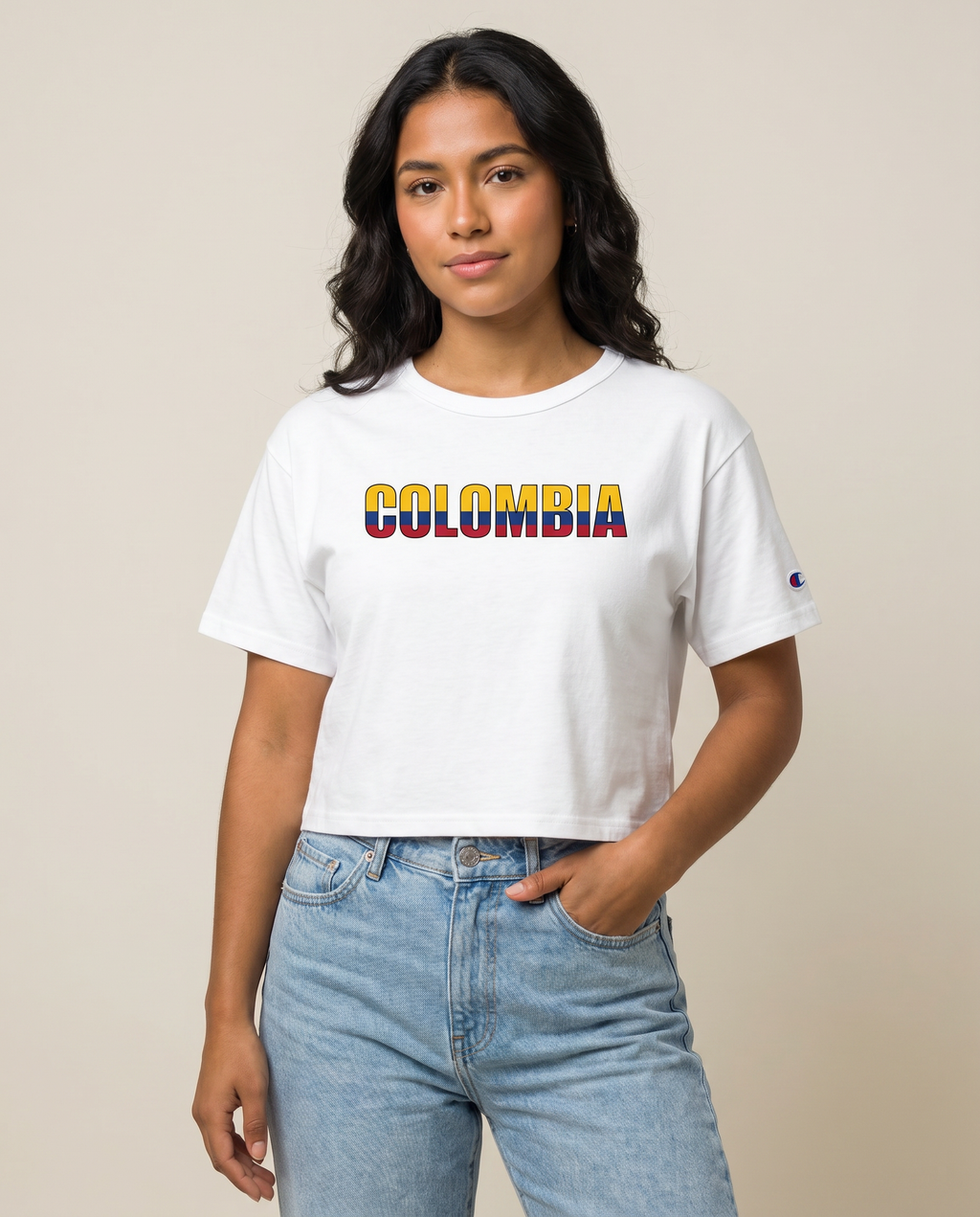 Colombia Cropped Tee — Women’s Flag-Stripe Heritage Design