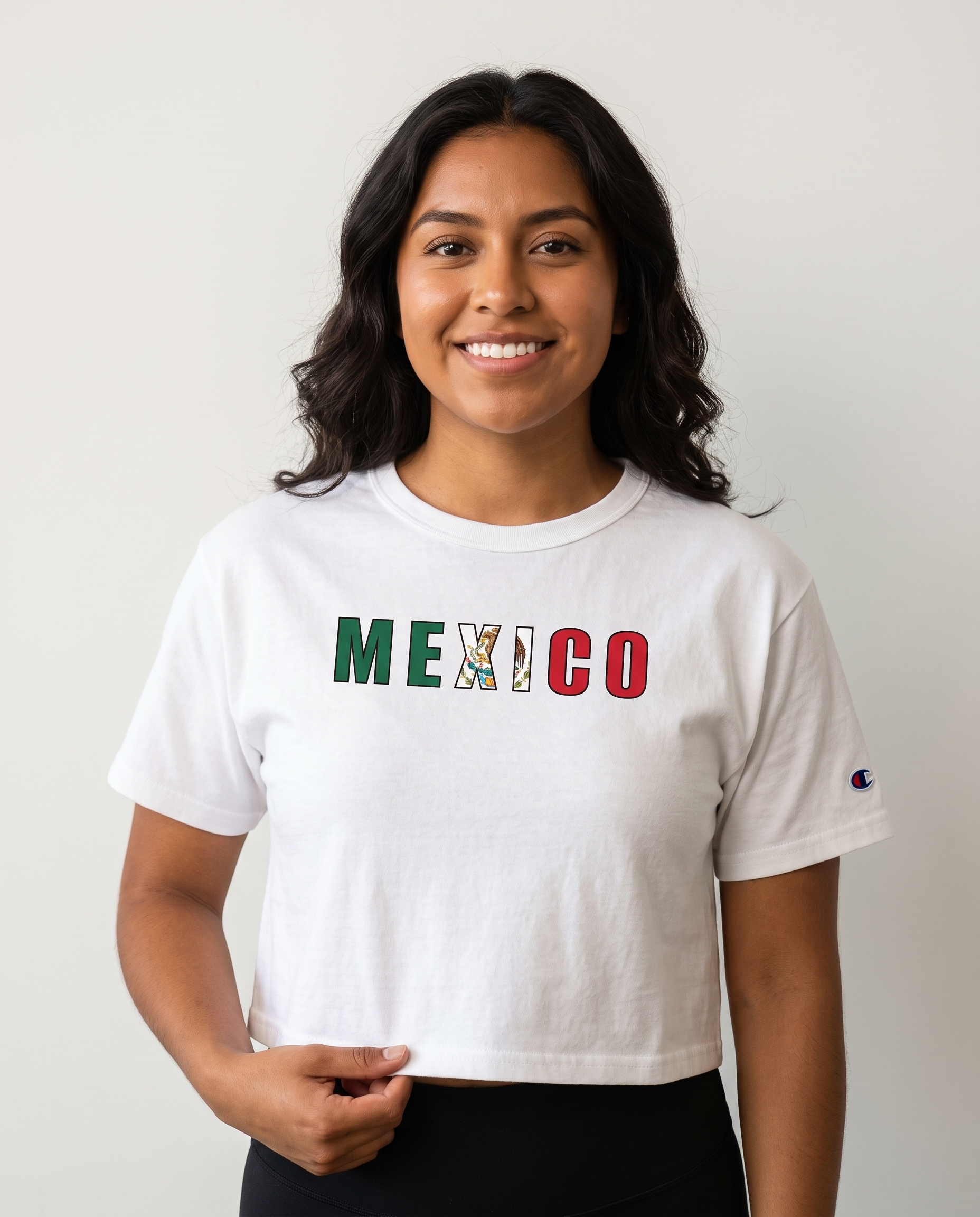 Mexico Cropped T-Shirt — Flag Colors "MEXICO" Graphic